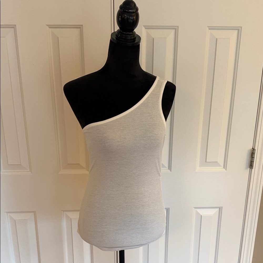 Elegant One-Shoulder White Tank Top